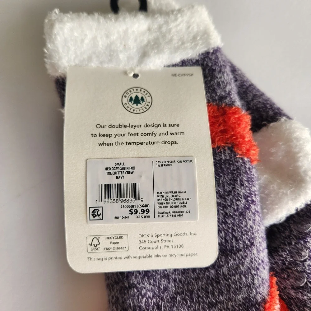 Northeast Outfitters Youth Cozy Cabin‎ Socks Fox Critter animal NEW